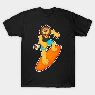 Lion as Surfer with Surfboard T-Shirt